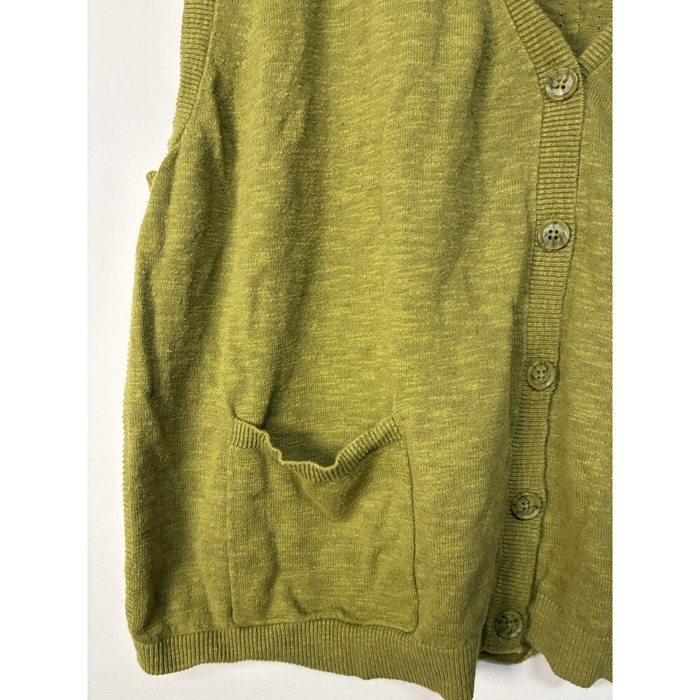 Fat Face Summer Knit Cardigan Vest Olive Green Size Us 18 Button Down - Picture 2 of 11